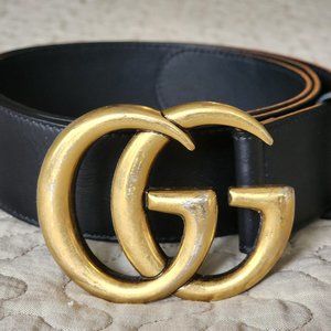 Authentic GUCCI Marmont Gold Double G black leather belt - priced to sell
